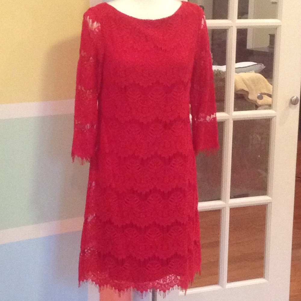 Crimson lace dress